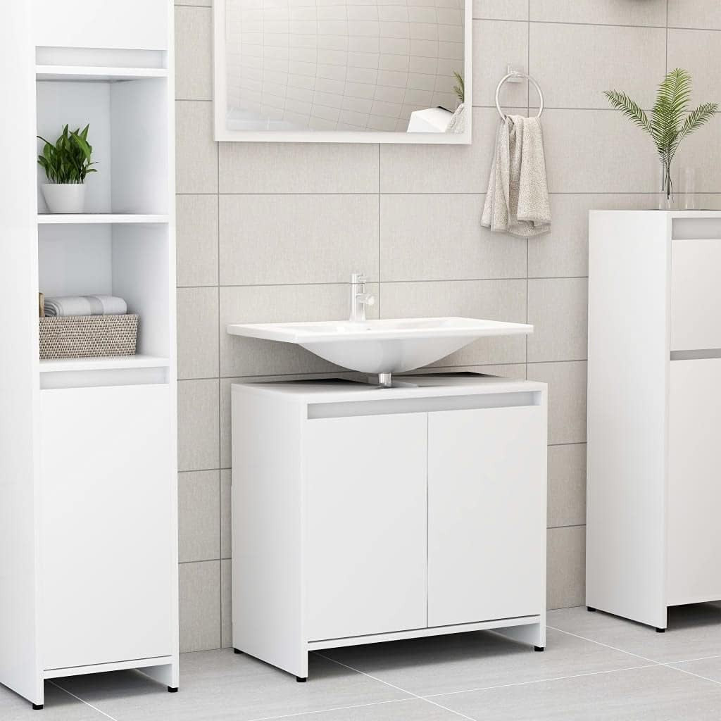 White Under Sink Bathroom Storage Cabinet Cupboard Unit 60x35x61cm