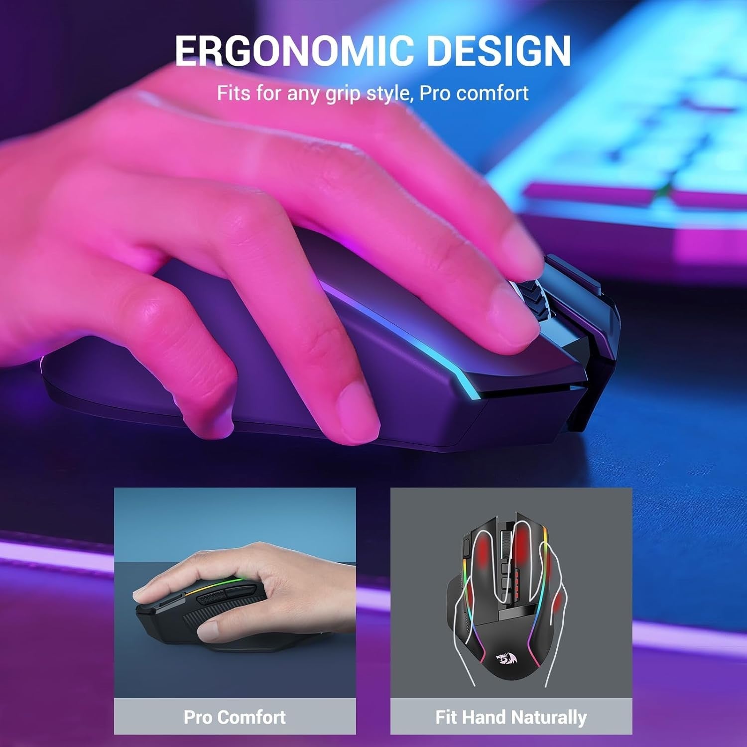 Wireless Gaming Mouse 16000 DPI RGB 9 Macro Buttons 2.4G USB