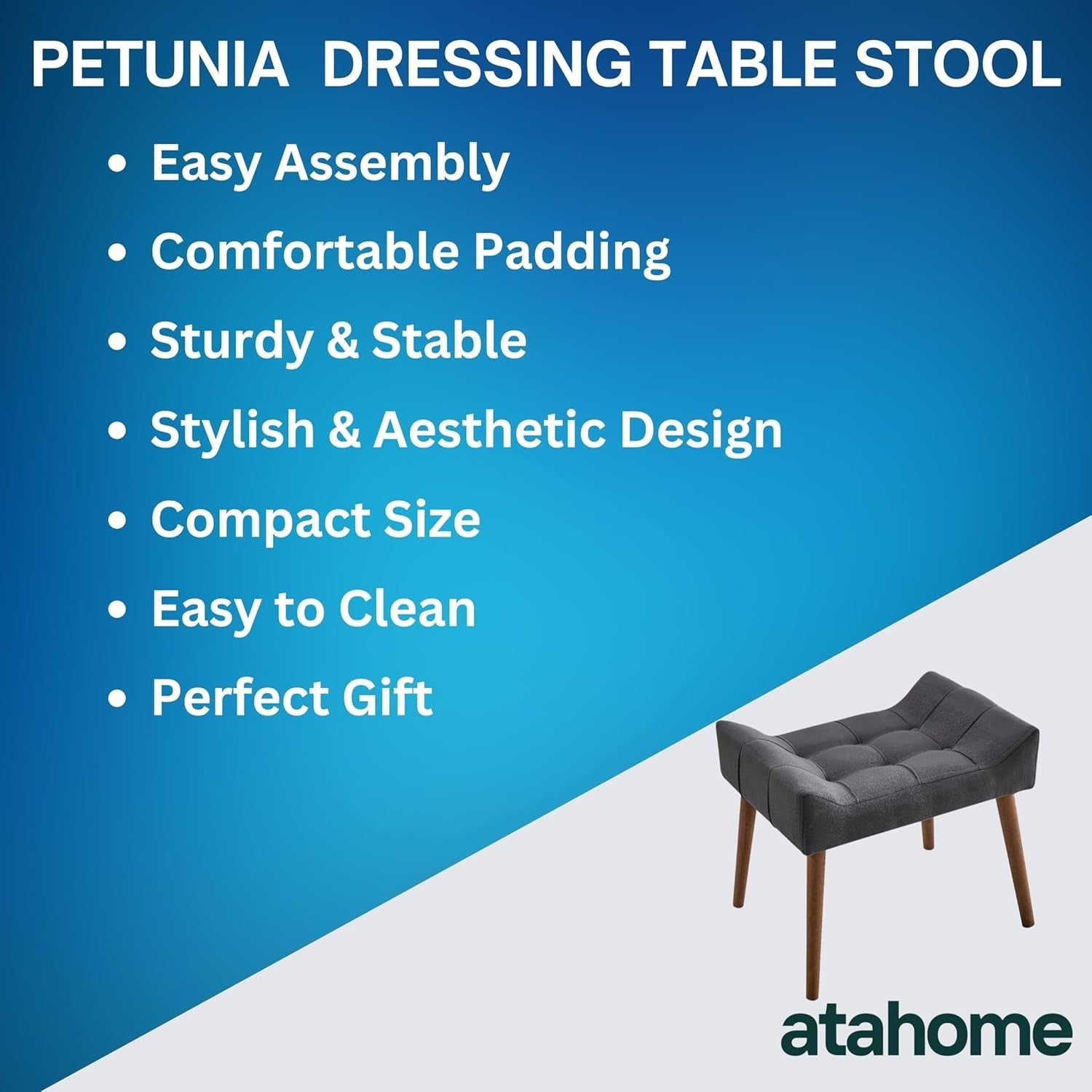 Anthracite Padded Dressing Table Stool Modern Vanity Makeup Chair
