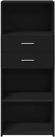 Moisture Resistant Black Office Storage Cabinet with Shelves & Drawers