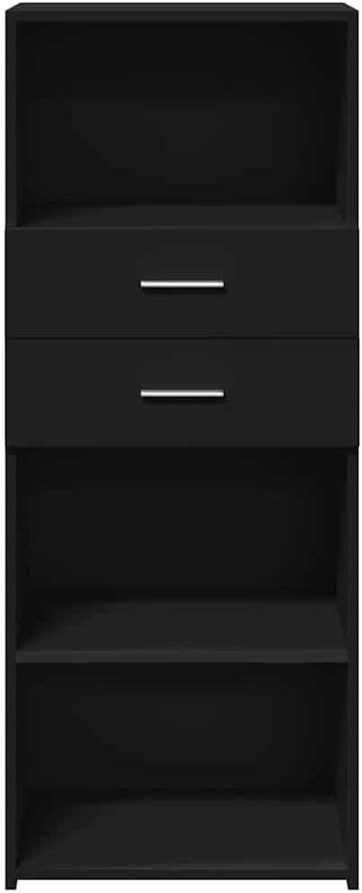 Moisture Resistant Black Office Storage Cabinet with Shelves & Drawers