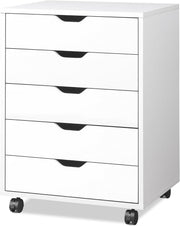 White Mobile File Cabinet 47x40x65cm 5 Drawer Printer Stand