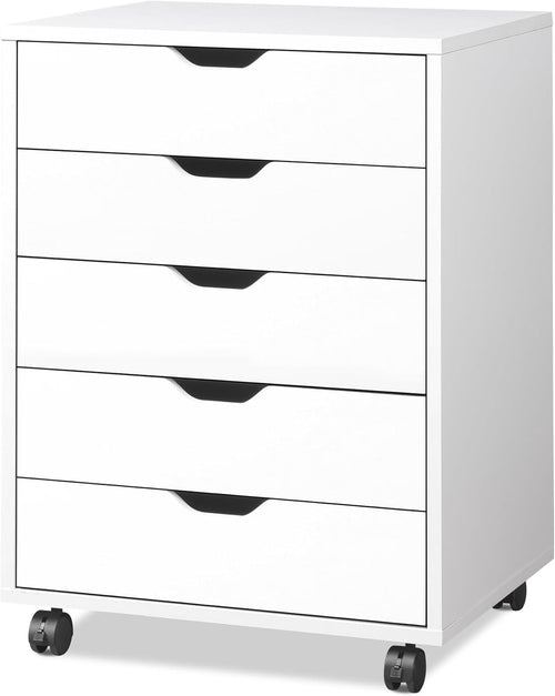 White Mobile File Cabinet 47x40x65cm 5 Drawer Printer Stand