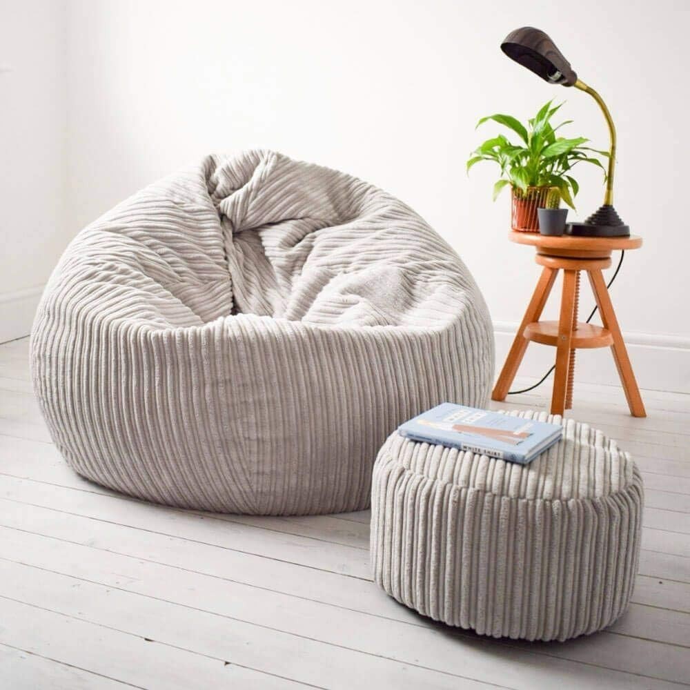 Large Corduroy Bean Bag Chair Adult Seat Sofa Bed Washable UK Filled
