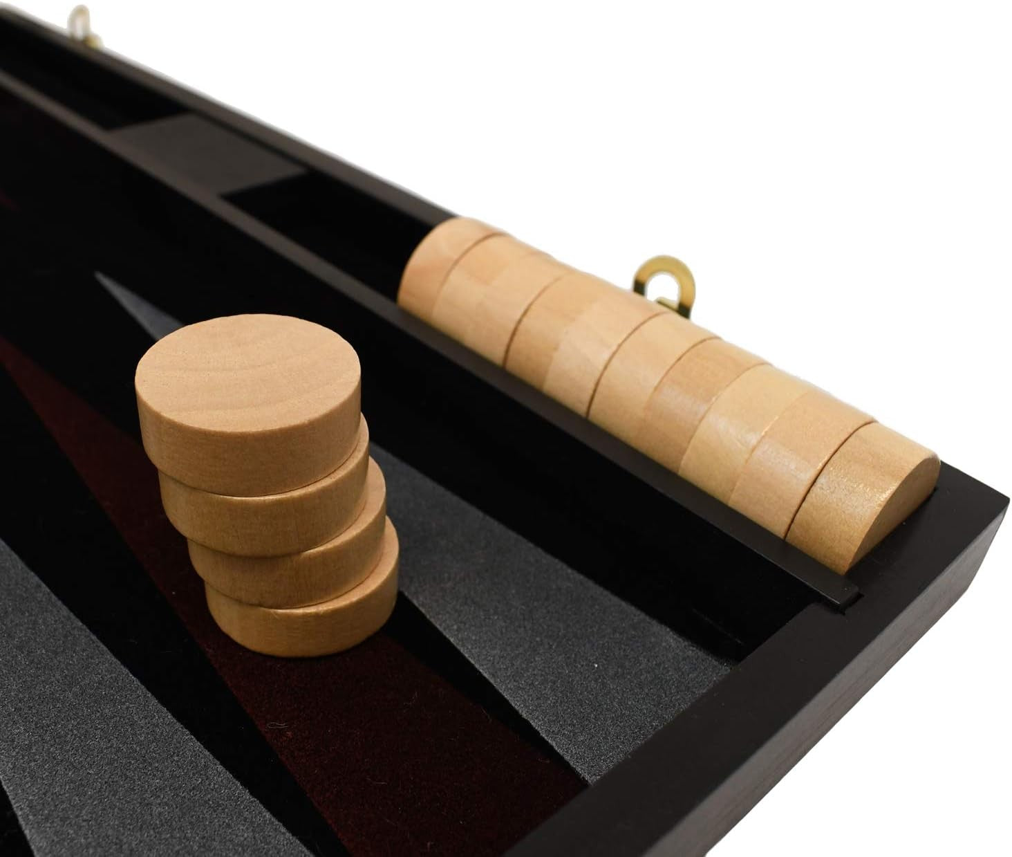 Wooden Backgammon Set Folding Board Portable Travel Game with Storage Bag