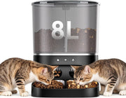 8L Automatic Cat Feeder 2 Bowls WiFi App Control Timer Food Dispenser