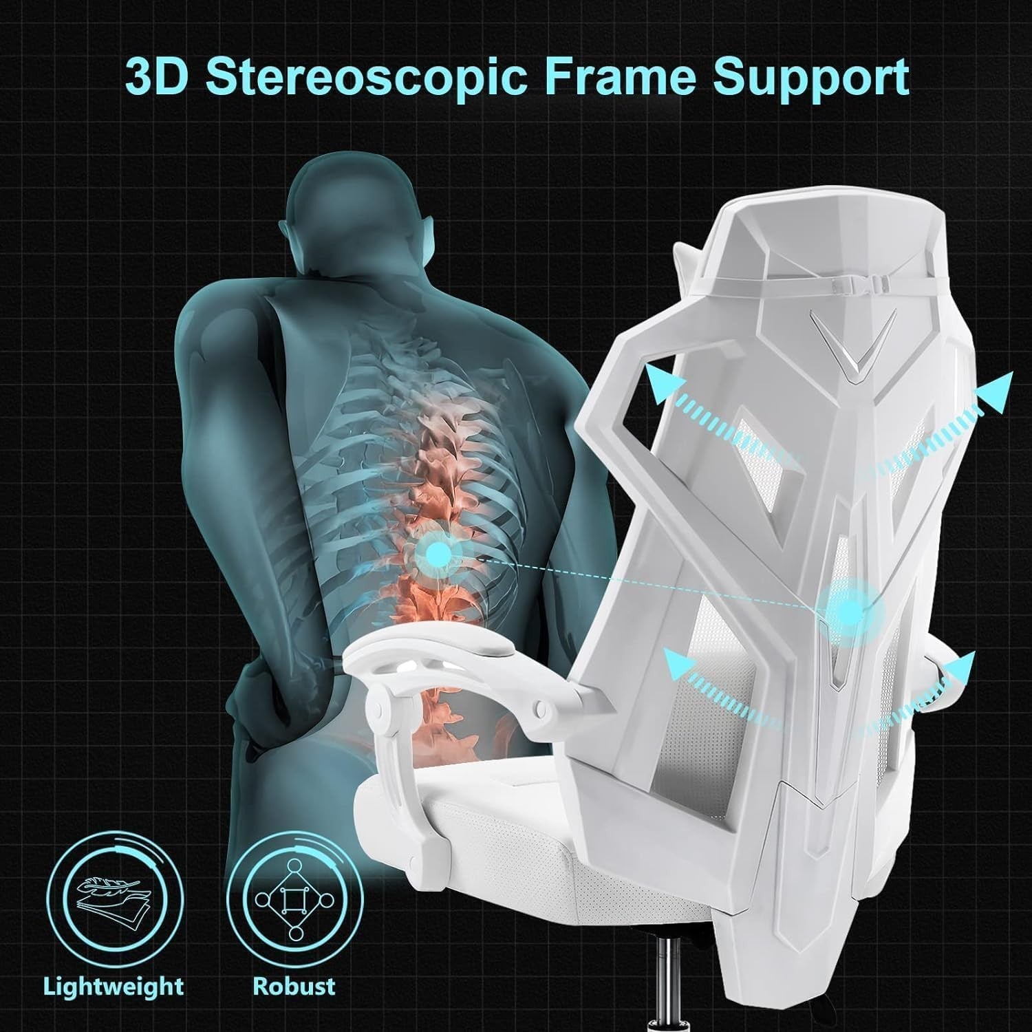 Ergonomic Mesh Gaming Chair Recliner w/ Footrest Lumbar