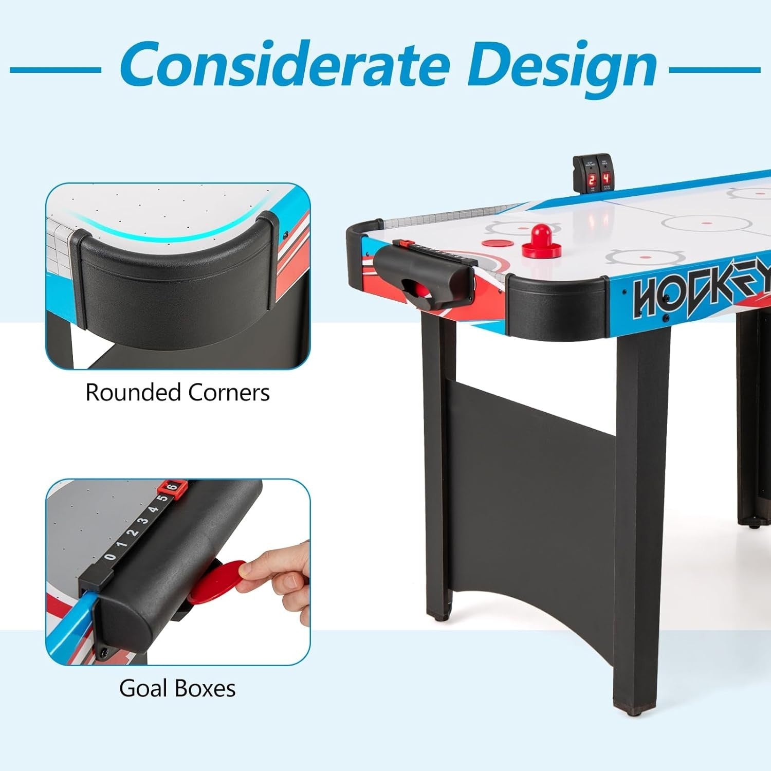 48 Inch Air Hockey Table LED Scoreboard 12V Motor Arcade Game for Kids Adults