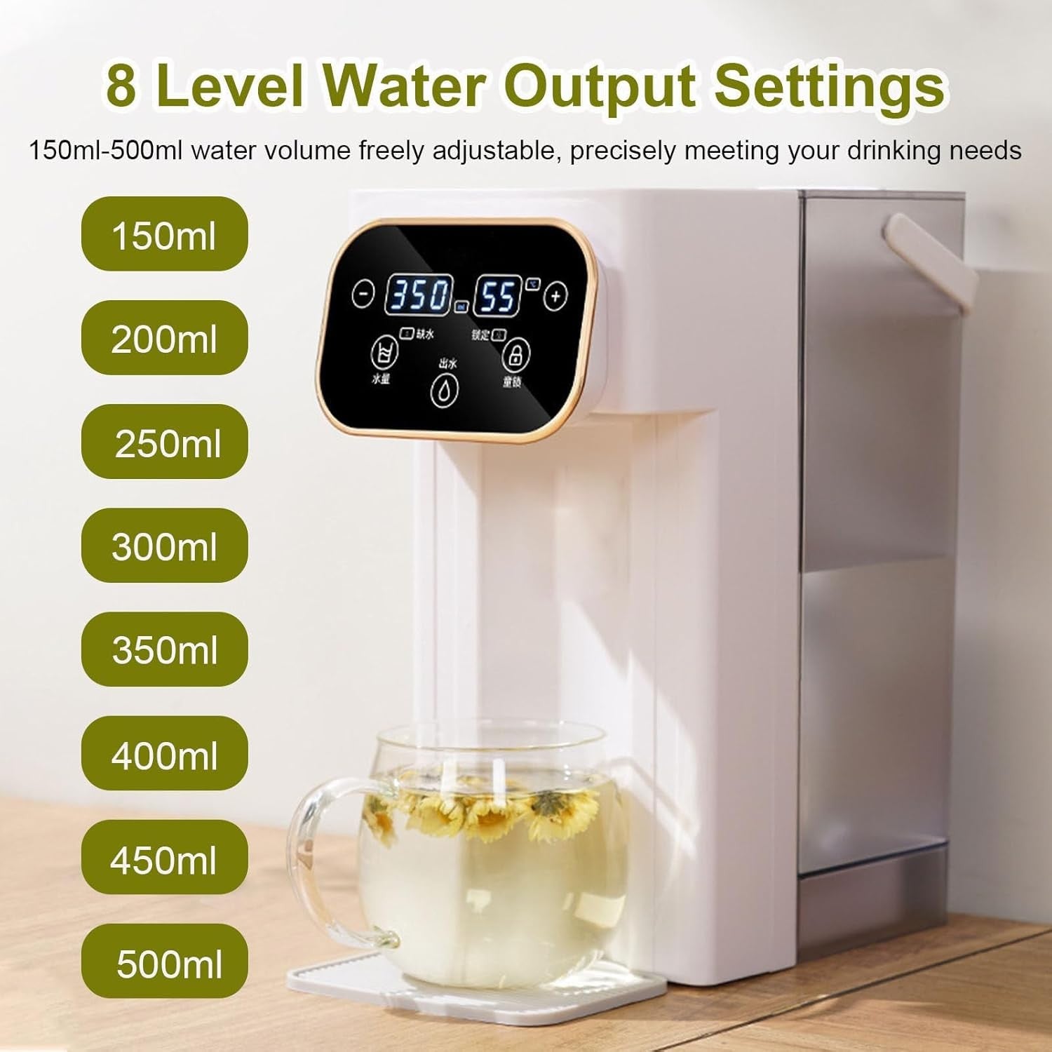 Instant Hot Water Dispenser 3L Touch Control 12 Temp Cup Size Child Lock