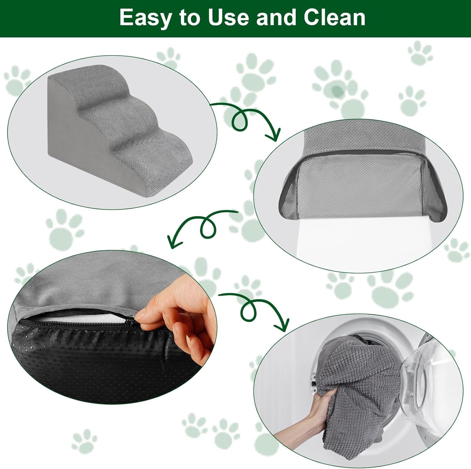3 Step Dog Stairs Foam Pet Ramp Non Slip Grey 50lbs Capacity