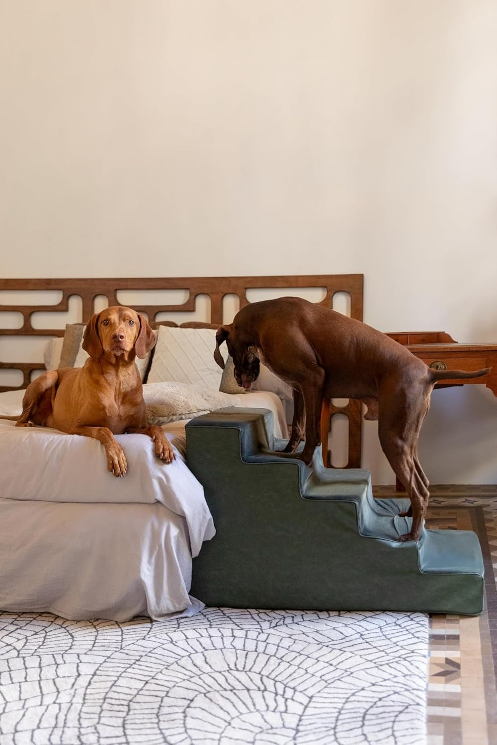 5‑Step Extra‑Wide Foam Dog & Cat Stairs 35D – Non‑Slip Pet Ramp for Bed Sofa