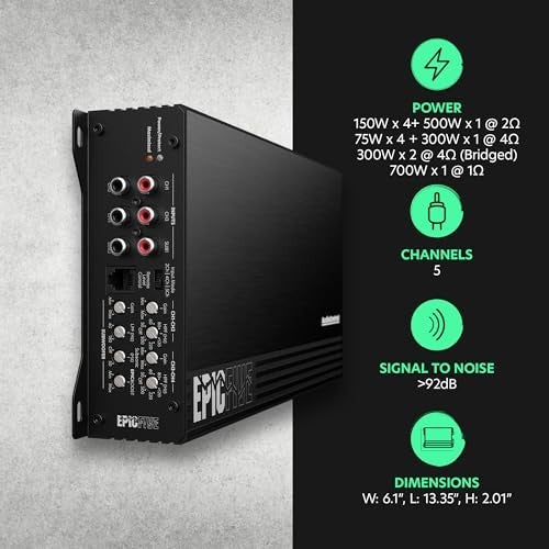 EPICFIVE 1100W 5-Channel Car Amplifier Class-D Subwoofer Bass
