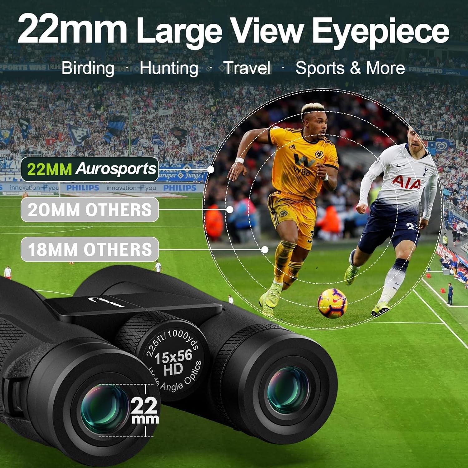 15x56 High Power HD Binoculars Large View Low-Light Vision for Bird Watching Tra