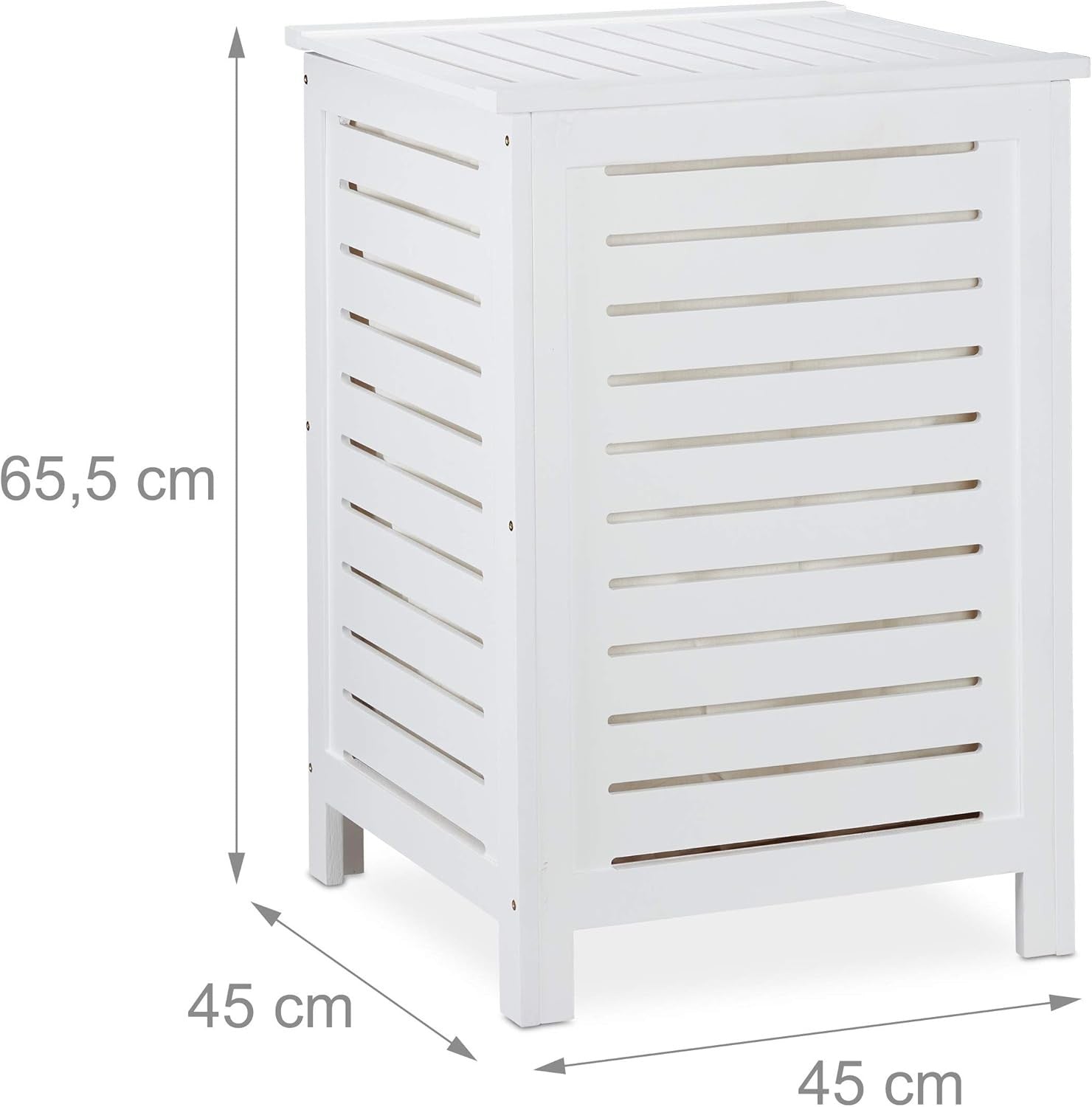 White Wooden Laundry Hamper with Lid, 86L Ventilated Storage Basket, Natural Pin