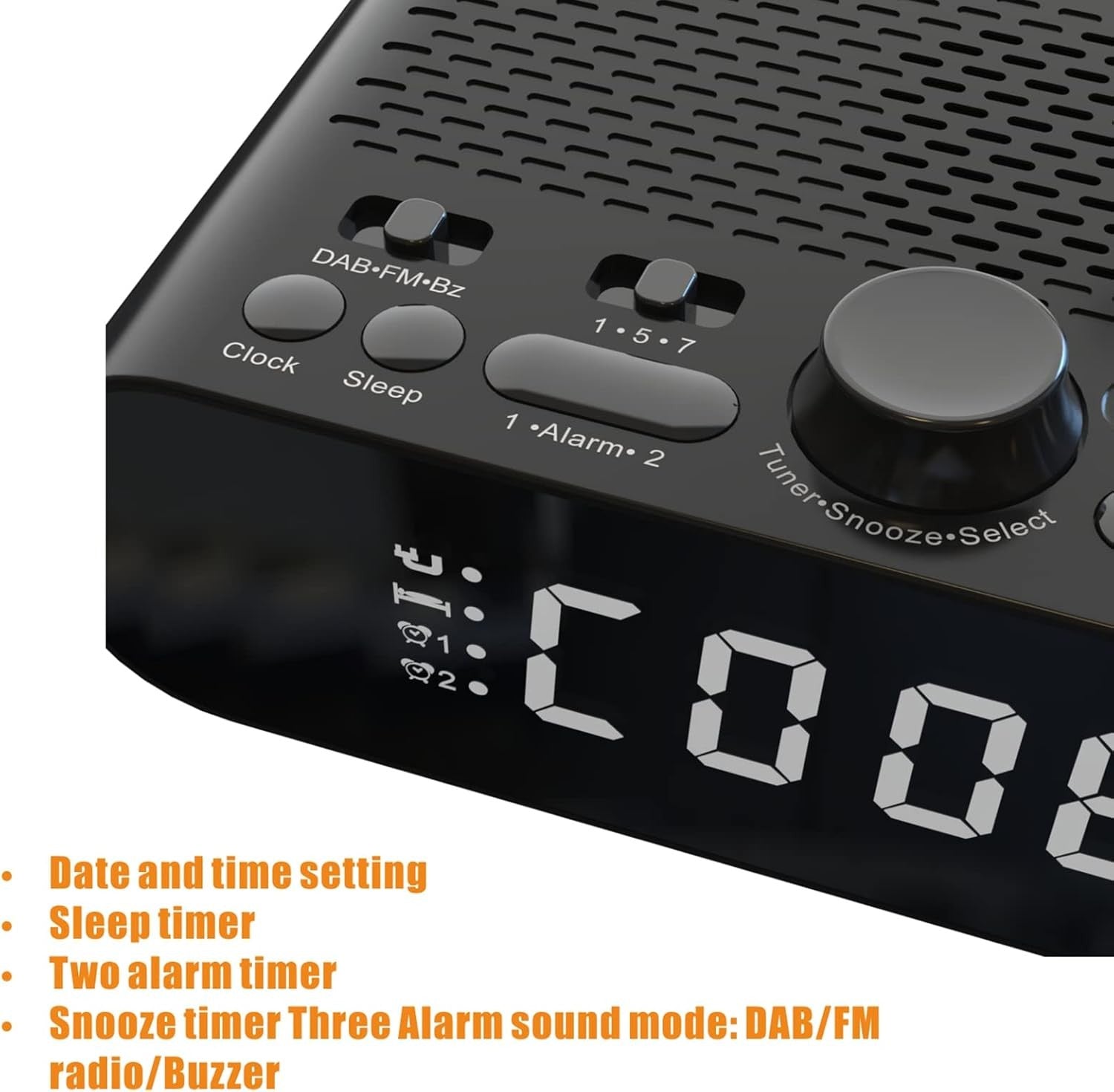 DAB DAB+ FM Digital Alarm Clock Radio Bluetooth Speaker Dual Alarm LED
