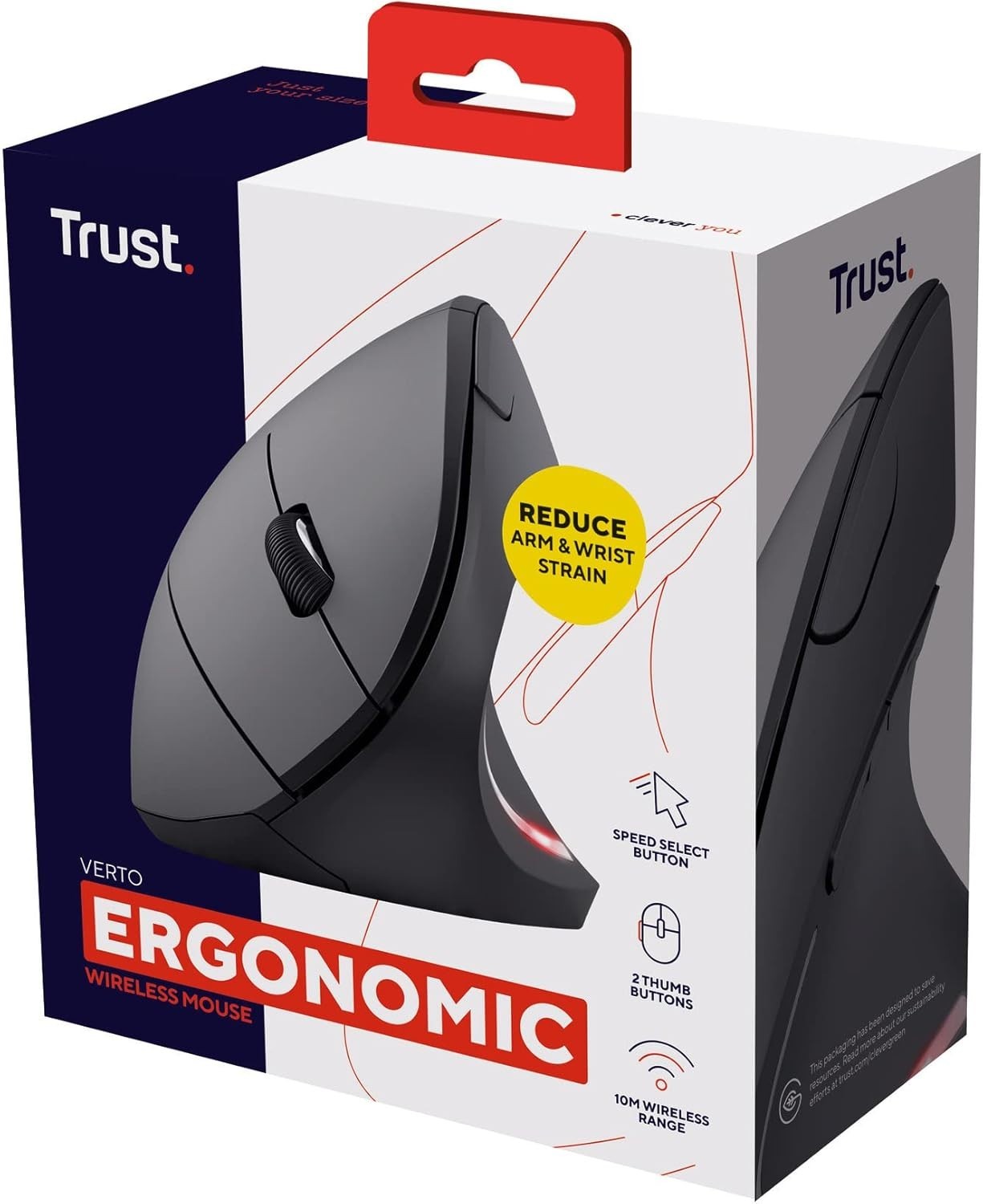 Vertical Wireless Ergonomic Mouse 1600 DPI 6 Button USB Black