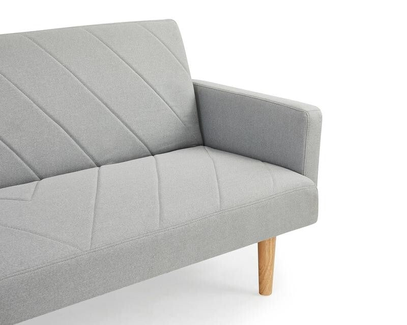 3 Seater Light Grey Sofa Bed Chevron Fabric Clic Clac Wooden Legs
