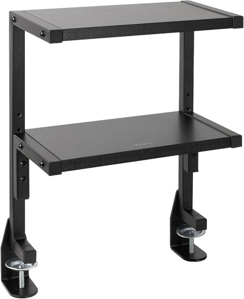 Clamp-On Desk Shelf 2-Tier 33cm Above/Below Mount Organizer for Office & Gaming