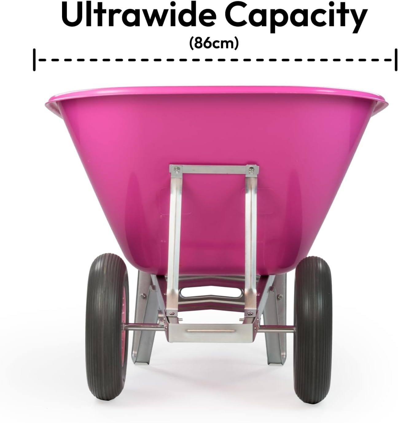 200L Pink Twin-Wheel Wheelbarrow – Heavy Duty Plastic Tray w/Puncture Proof Tyre