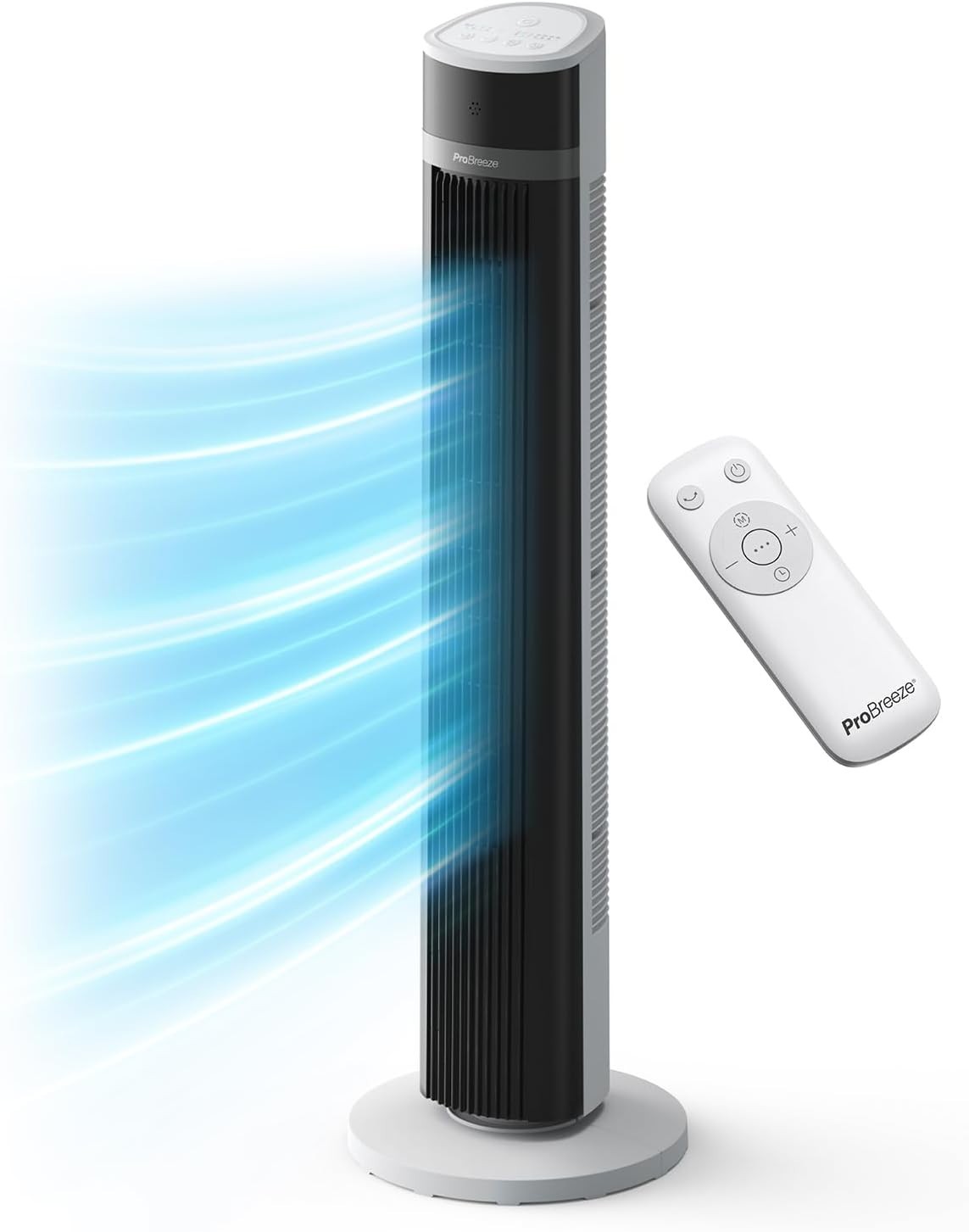 40" Bladeless Tower Fan White Quiet 3-Speed 15h Timer Remote Cooling Floor Fan