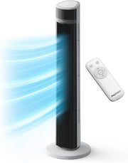 40" Bladeless Tower Fan White Quiet 3-Speed 15h Timer Remote Cooling Floor Fan