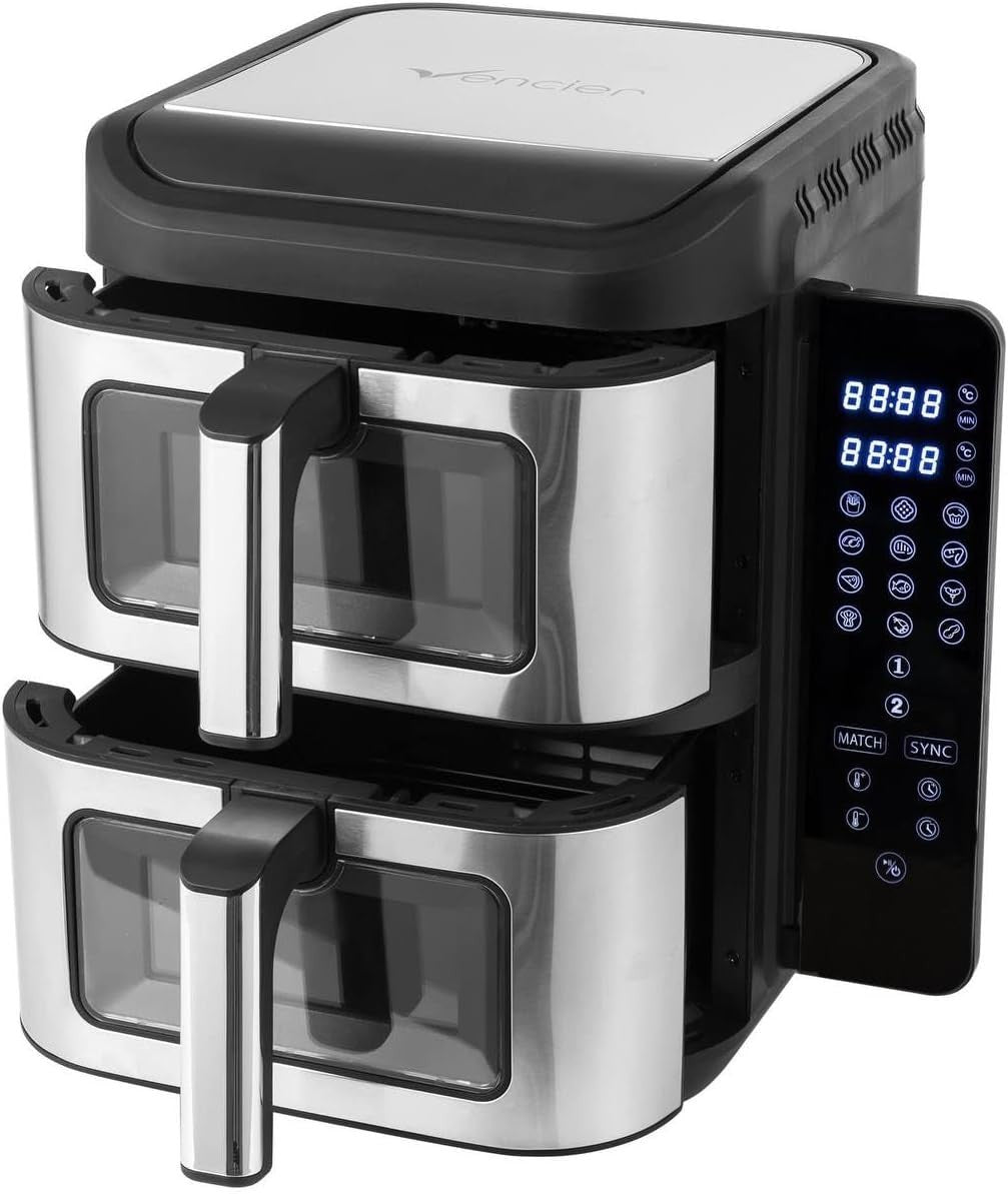 11L Dual Basket Air Fryer Slim Vertical 2×5.5L Fast Cook Cyclone Fan Touchscreen