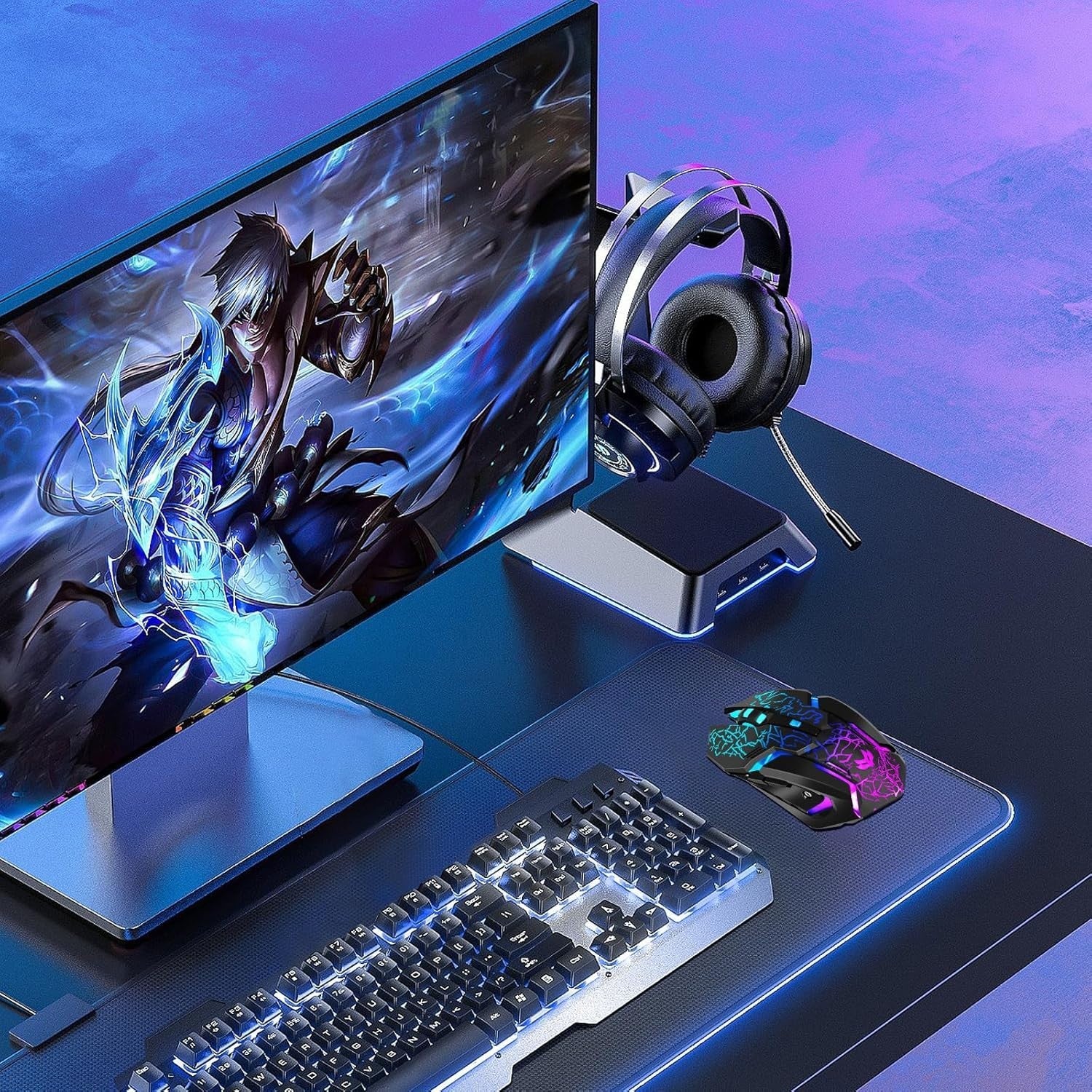Wireless Gaming Mouse RGB Rechargeable 1600 DPI 6 Silent Buttons