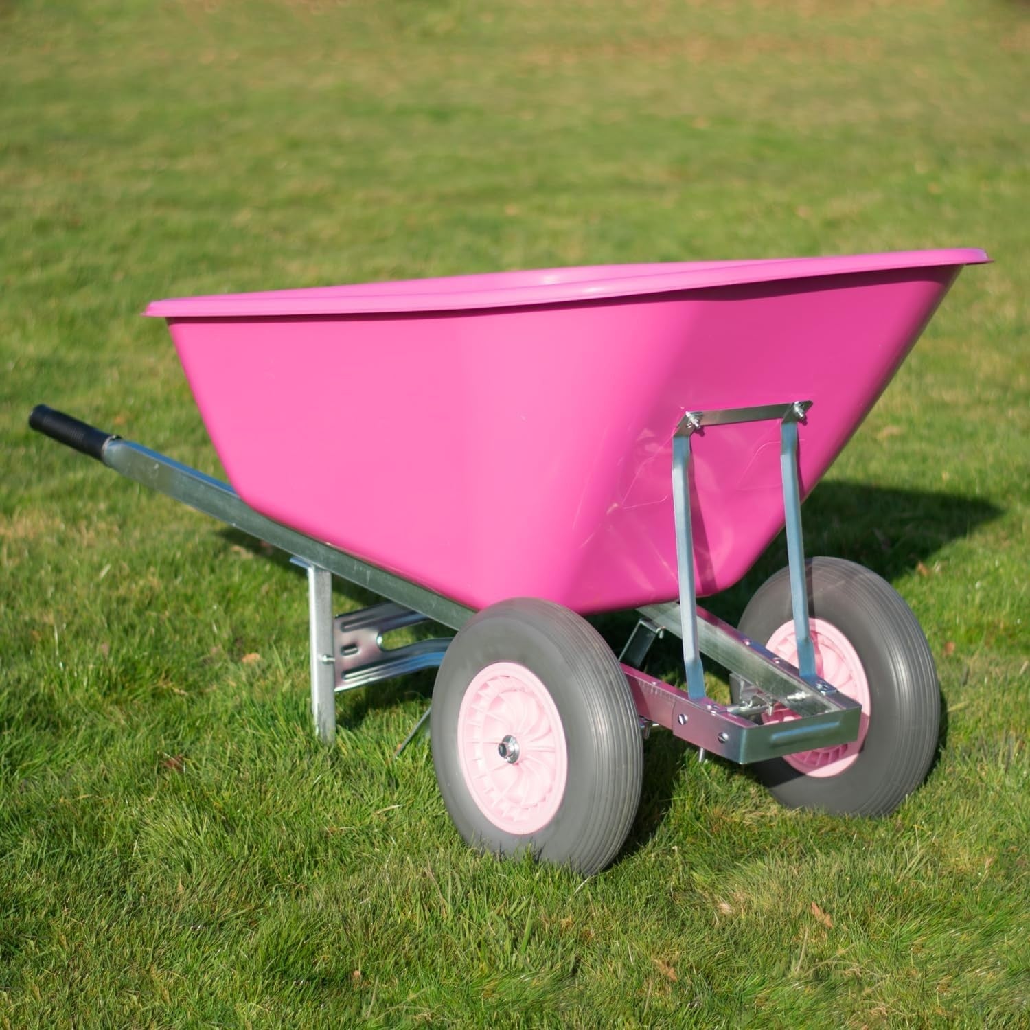 200L Pink Twin-Wheel Wheelbarrow – Heavy Duty Plastic Tray w/Puncture Proof Tyre