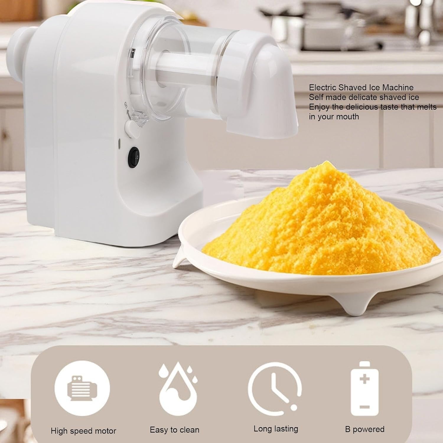 Electric Ice Shaver Snow Cone Maker USB Powered Quiet Home Party Machine