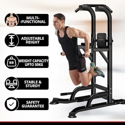 Adjustable Power Tower Pull Up Dip Station Multi Gym Strength Training
