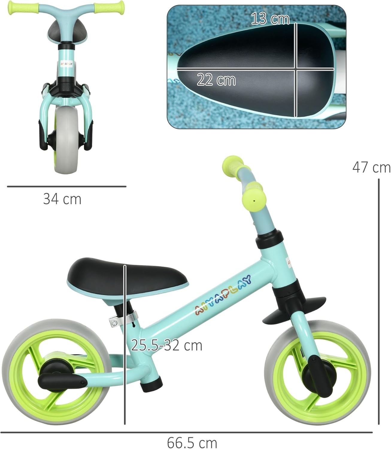 Baby Balance Bike 8 Inch Adjustable Seat Toddler Training Bike 18-48M
