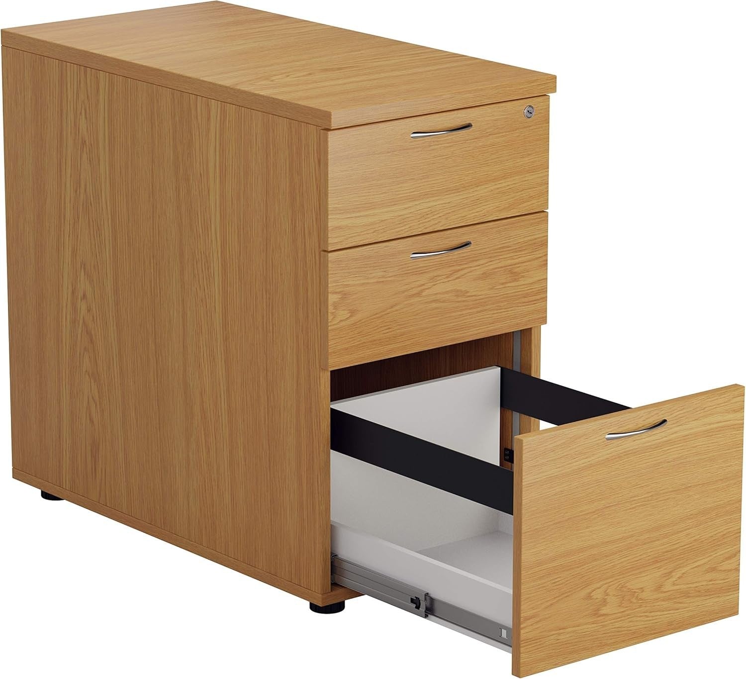 Oak 3 Drawer Lockable Filing Cabinet 40.4x80x73cm Wood