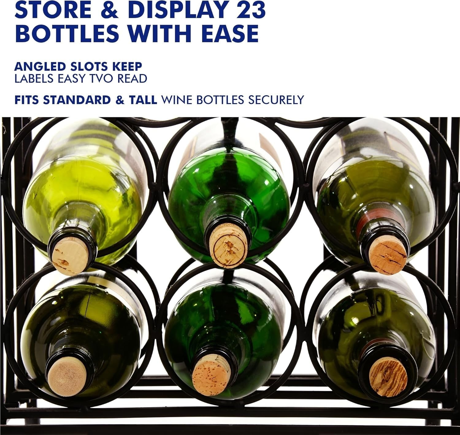 23 Bottle Wine Rack Free Standing Metal Storage Shelf Tall Slim Floor Display