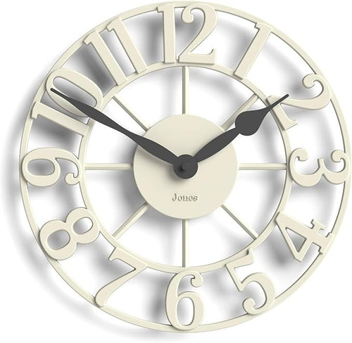 30cm White Skeleton Wall Clock Silent Modern Raised Numerals Elegant Home Decor