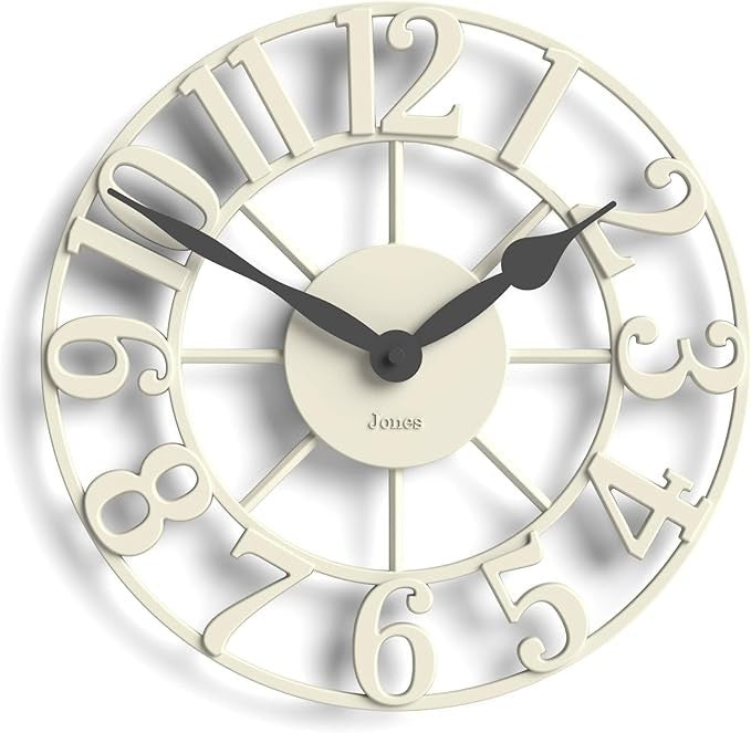 30cm White Skeleton Wall Clock Silent Modern Raised Numerals Elegant Home Decor