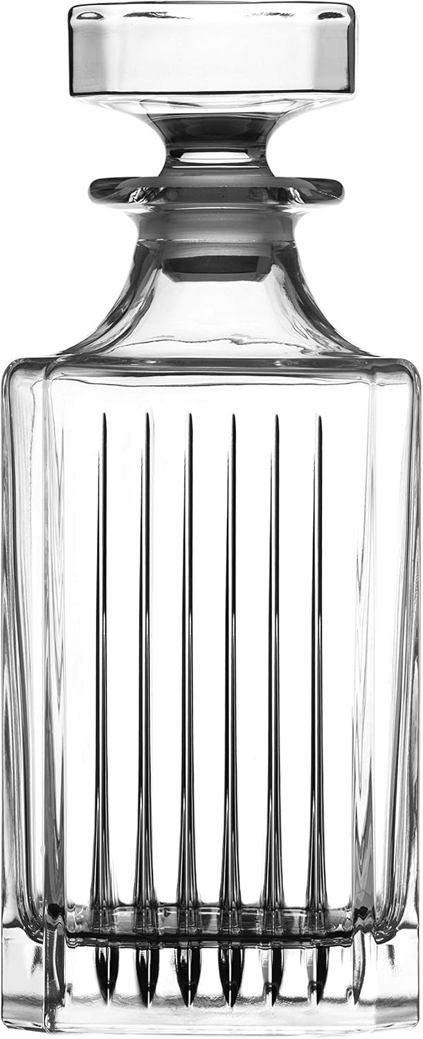 Crystal Whisky Decanter 750ml Art Deco Design with Stopper & Luxury Gift Box