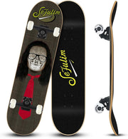 31in Maple Skateboard Complete Double Kick Trick Board Skull Design