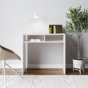 Compact Wood Console Table 80x40x75cm | Slim Desk with Storage Shelves