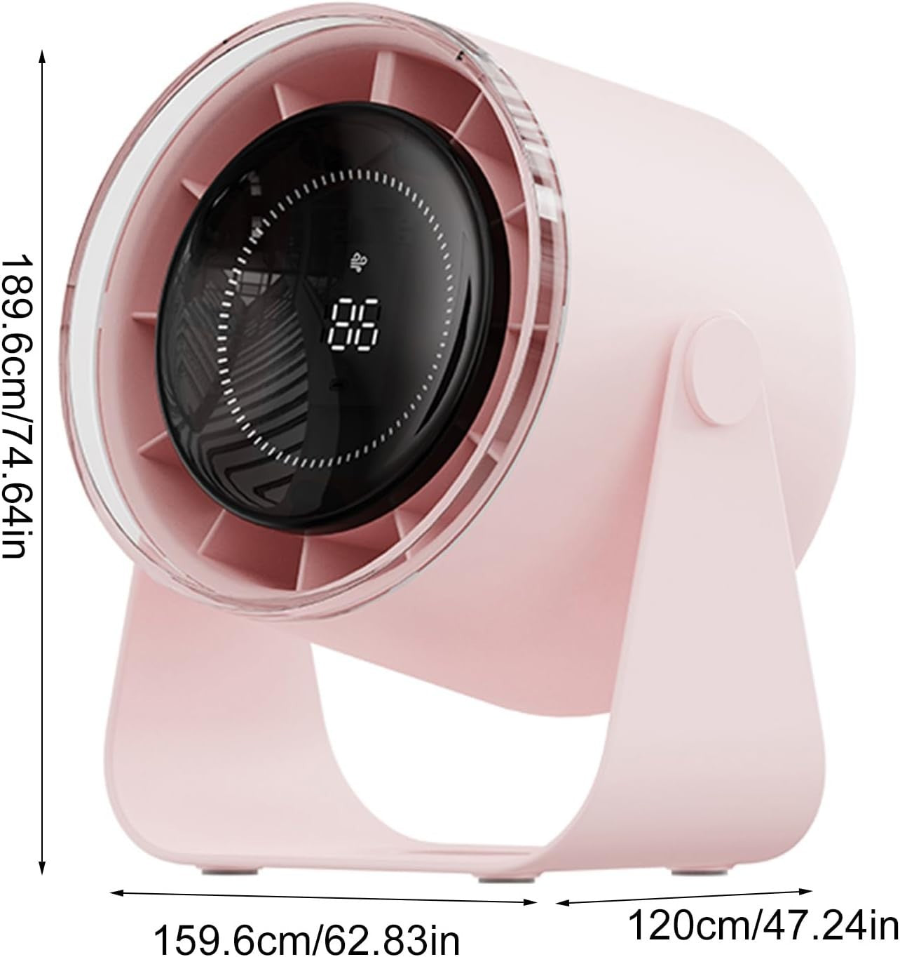 Pink USB Rechargeable Desk Fan – Quiet Cooling 3600mAh Battery Portable Airflow