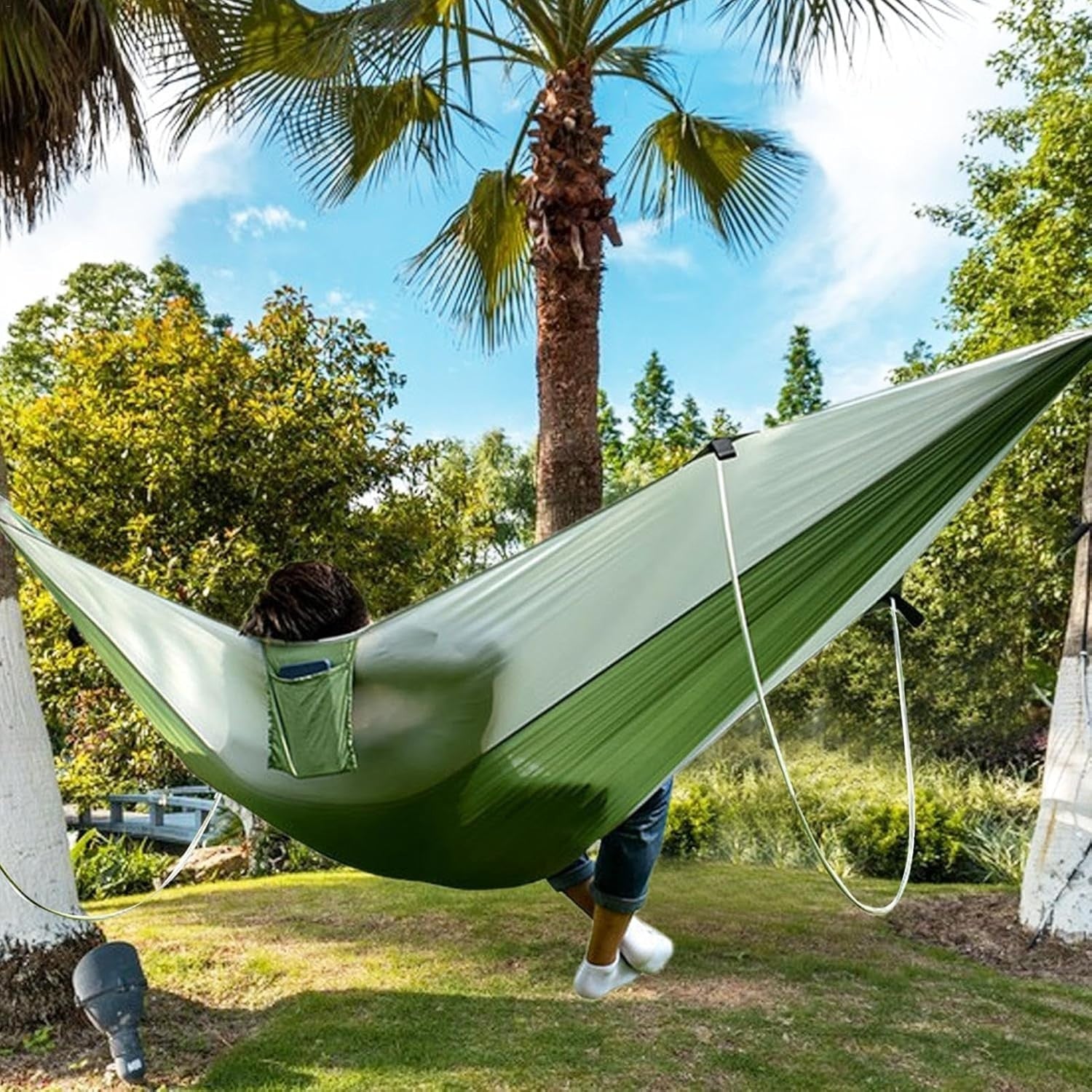 Portable Outdoor Camping Hammock with Poles, Waterproof Travel Swing Bed