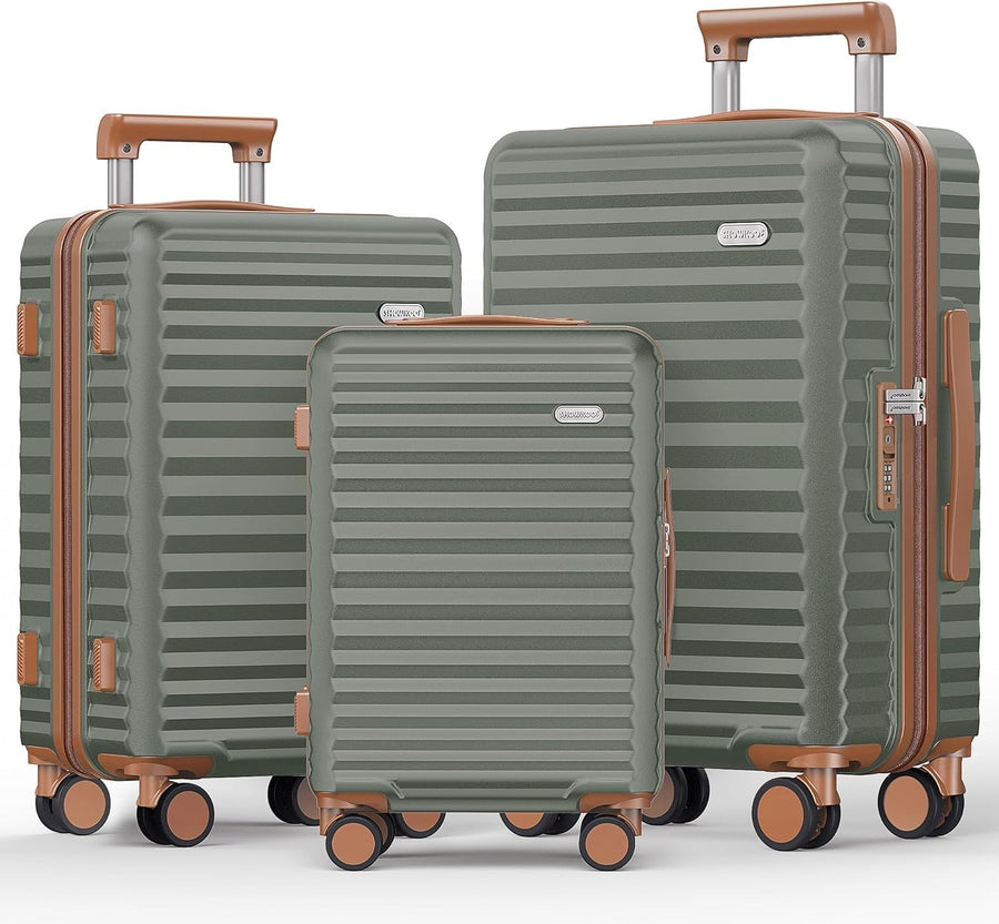 3pc PC Hard Shell Luggage Set Expandable Spinner Wheels TSA Lock 20 24 28