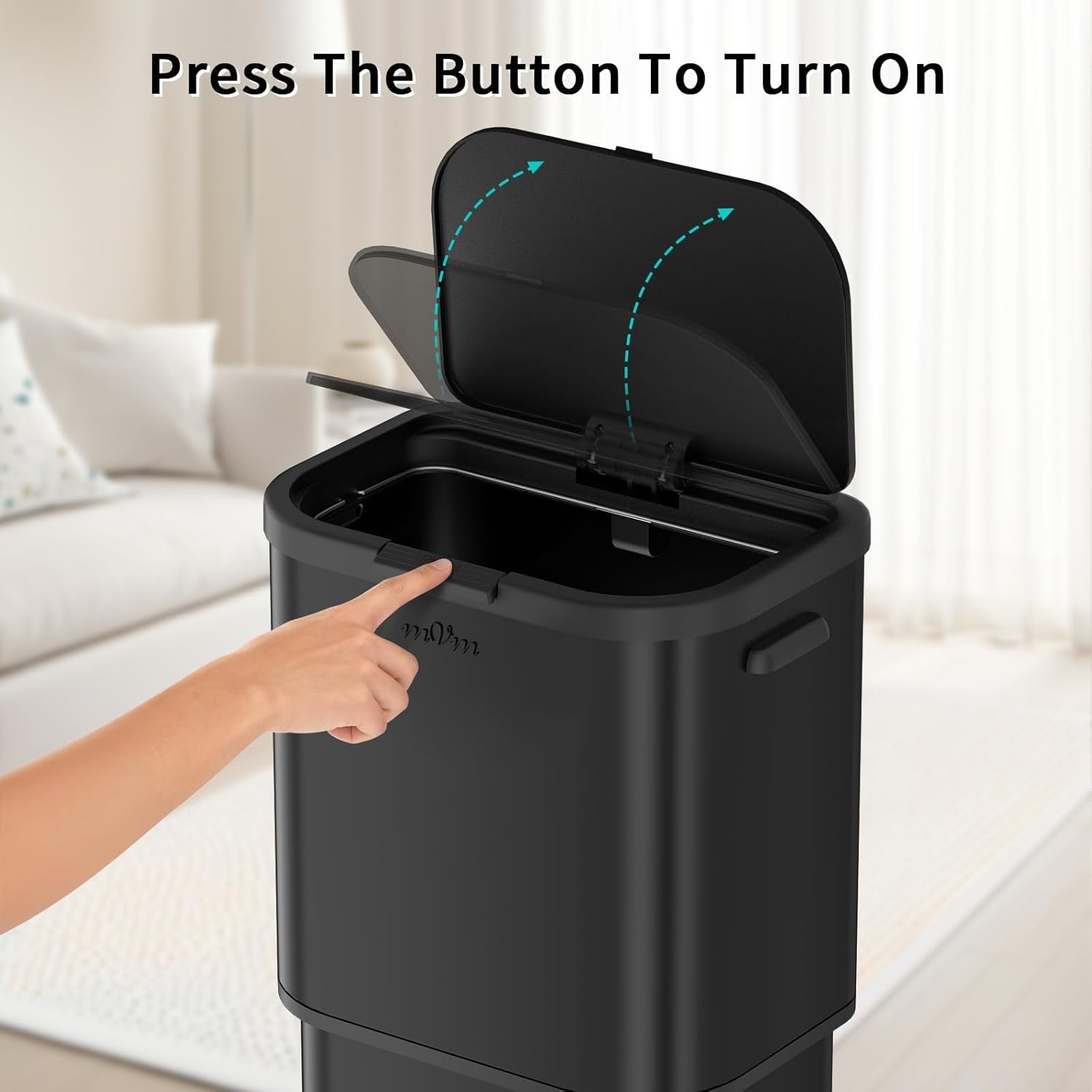 Large 60L Kitchen Trash Bin Black Stainless Steel Soft-Close Rubbish Can