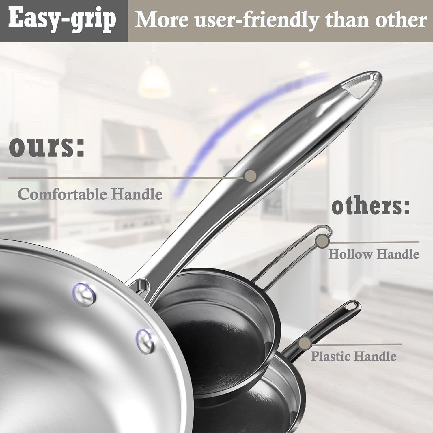 6pcs Stainless Steel Cookware Set – Non Stick Pots & Pans with Glass Lids