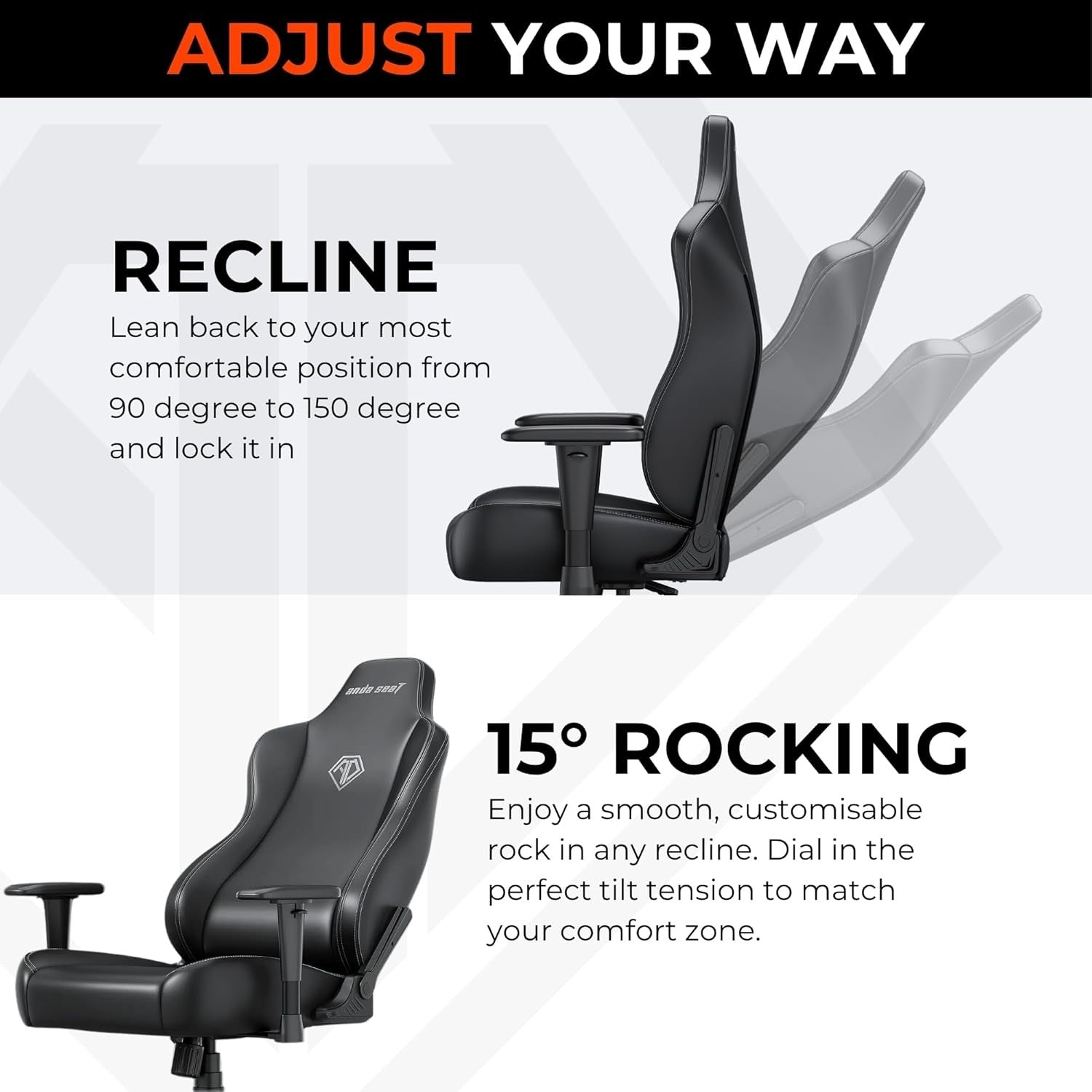 Large Ergonomic Gaming Chair Reclining Linen Fabric Grey