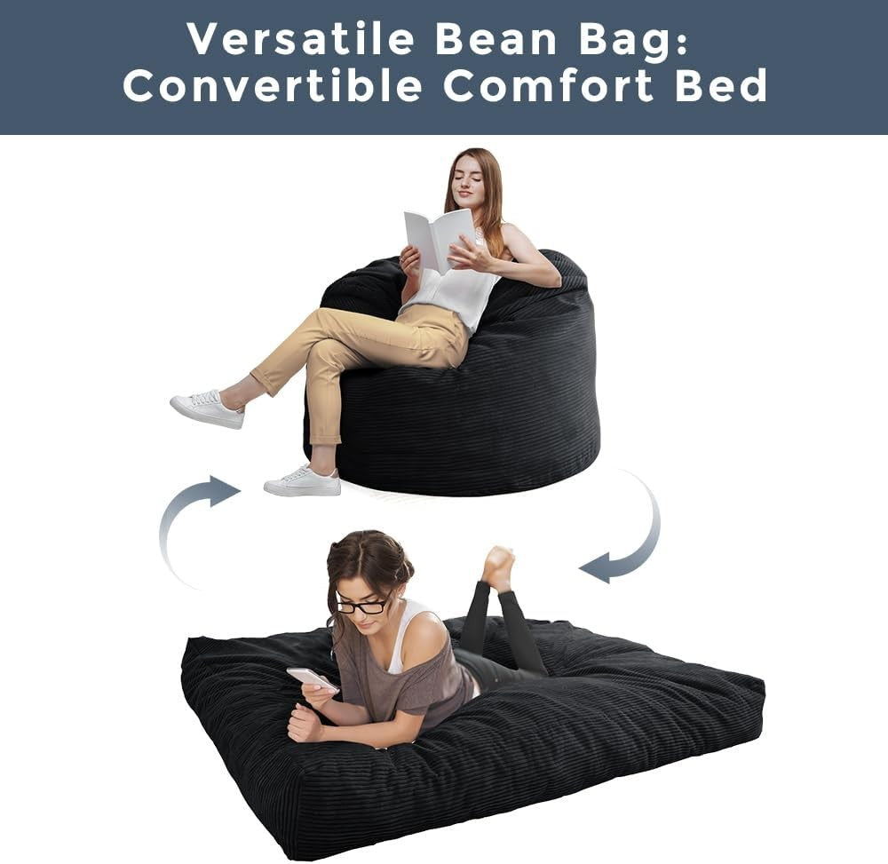 Convertible Bean Bag Bed Sofa – Soft Corduroy, Removable Cover, Multi-Use
