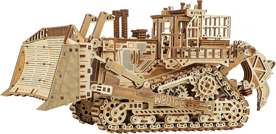 1715pc Wooden Bulldozer Model Kit Mechanical 3D Puzzle Moving Tracks