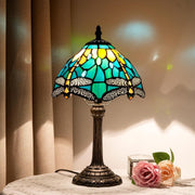 Antique Tiffany Style Stained Glass Dragonfly Table Lamp, Bedroom Desk Light