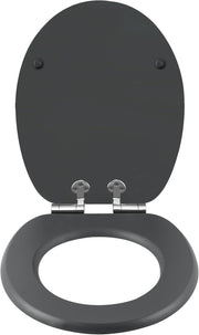 Soft Close O-Shape Toilet Seat MDF Anthracite Quick Release Heavy Duty