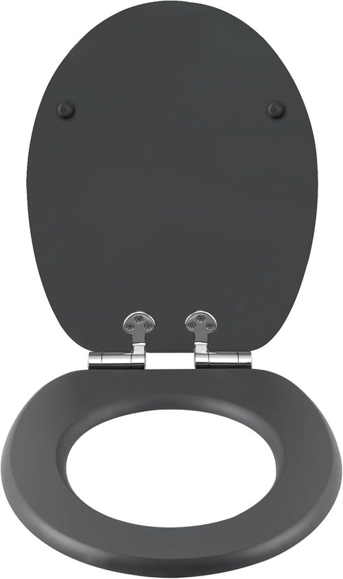 Soft Close O-Shape Toilet Seat MDF Anthracite Quick Release Heavy Duty