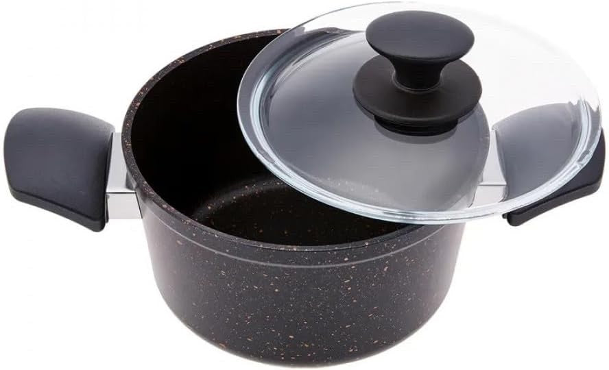 7pcs Black Biogranite Non Stick Induction Cookware Set with Lids, PFOA Free